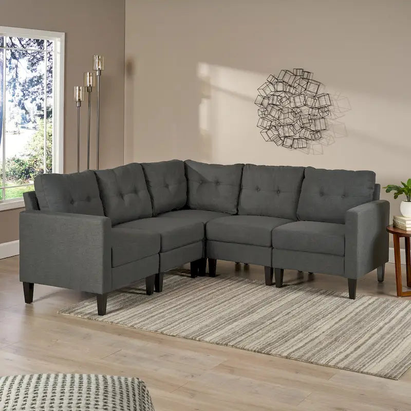 Emmie Mid-century Modern 5-piece Sectional Sofa Set by Christopher Knight Home
