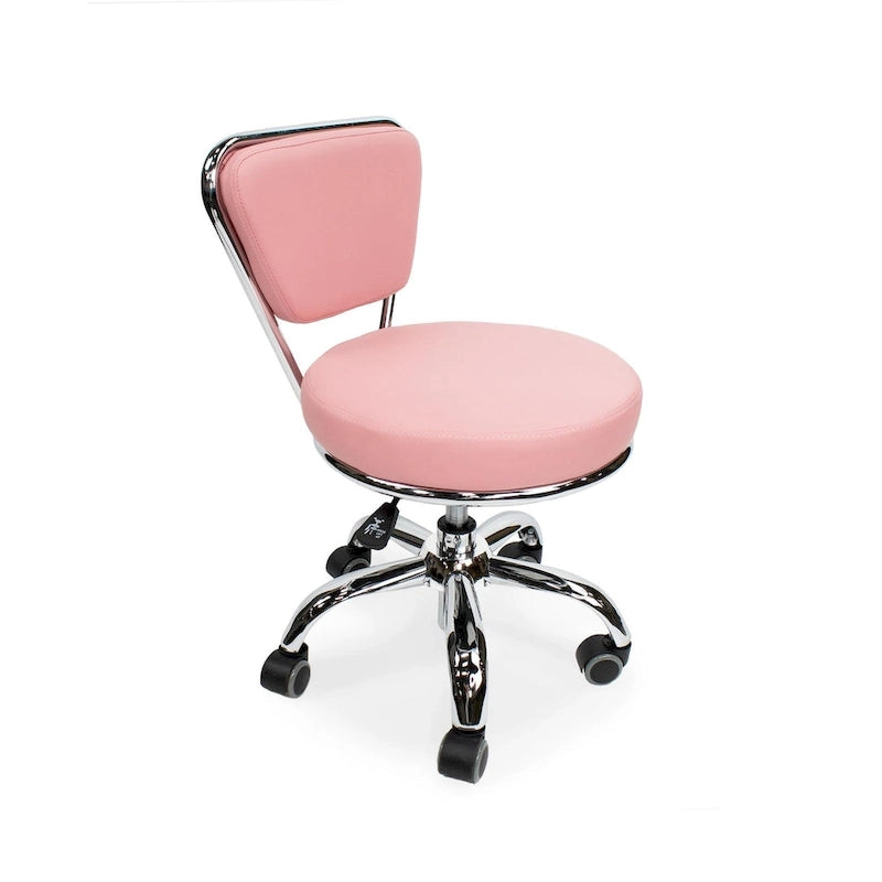 Dayton Short Stool Adjustable 13 to 15 Low Rolling Chair with Backrest, Pink - N/A