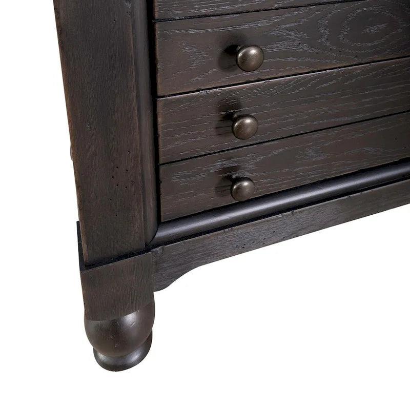 Americana Farmhouse Black Bedside Chest with Charging Station