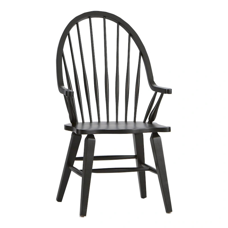 The Gray Barn Hearthstone Ridge Black Windsor Back Arm Chair