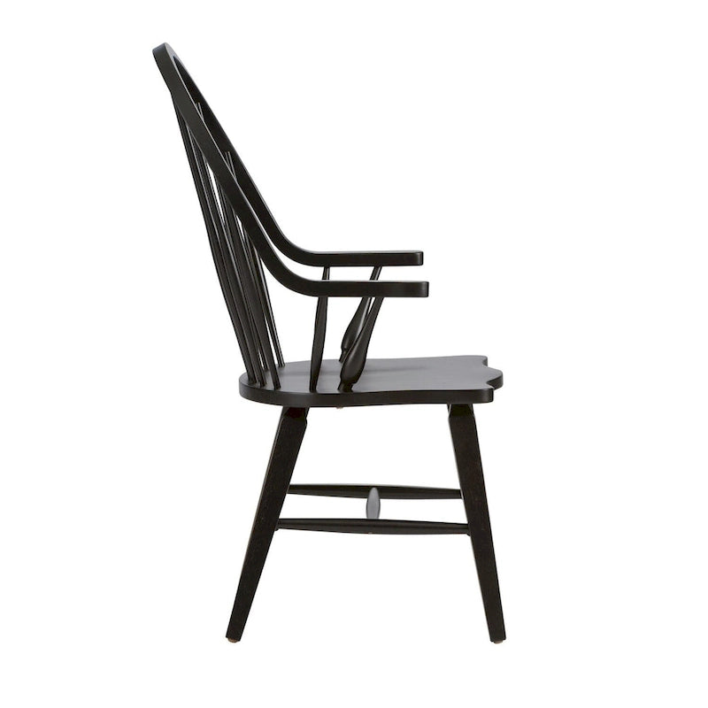 The Gray Barn Hearthstone Ridge Black Windsor Back Arm Chair