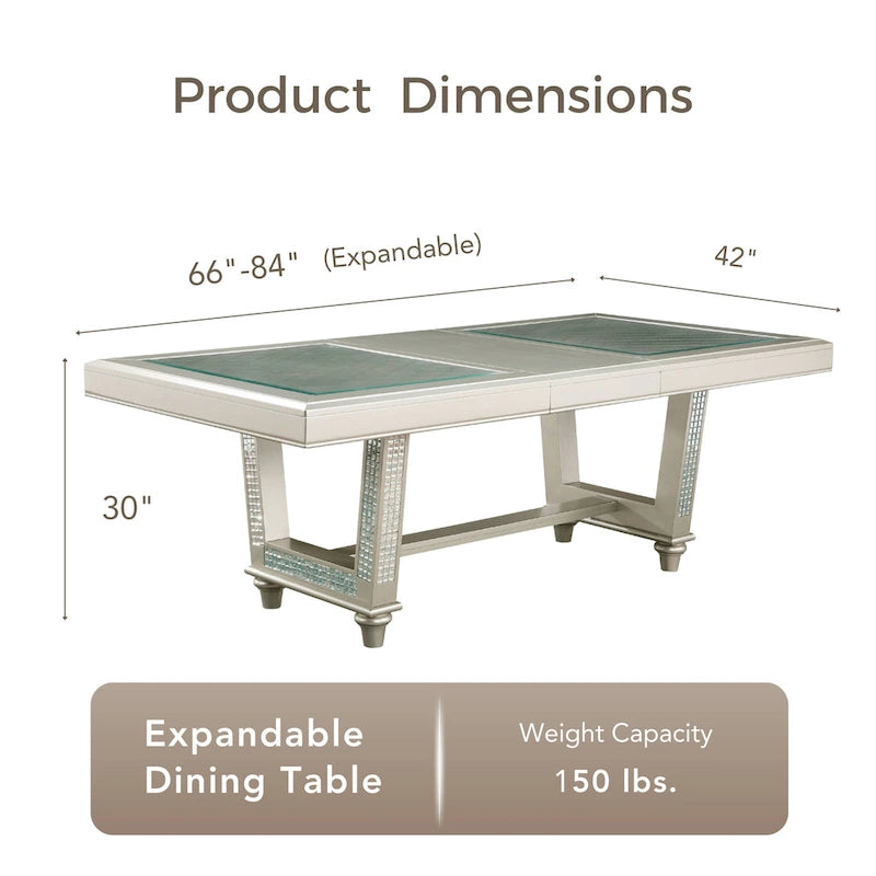 Medlee Glam Grey Wood 7-Piece Dining Table Set by Furniture of America