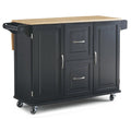 Homestyles Dolly Madison Black Wood Kitchen Cart - N/A