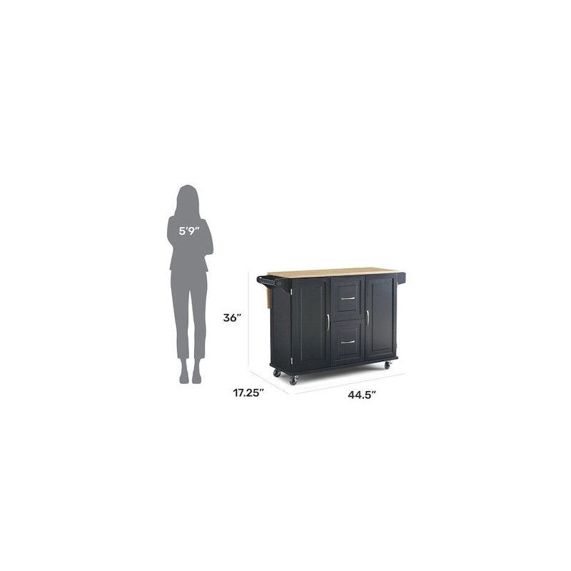 Homestyles Dolly Madison Black Wood Kitchen Cart - N/A