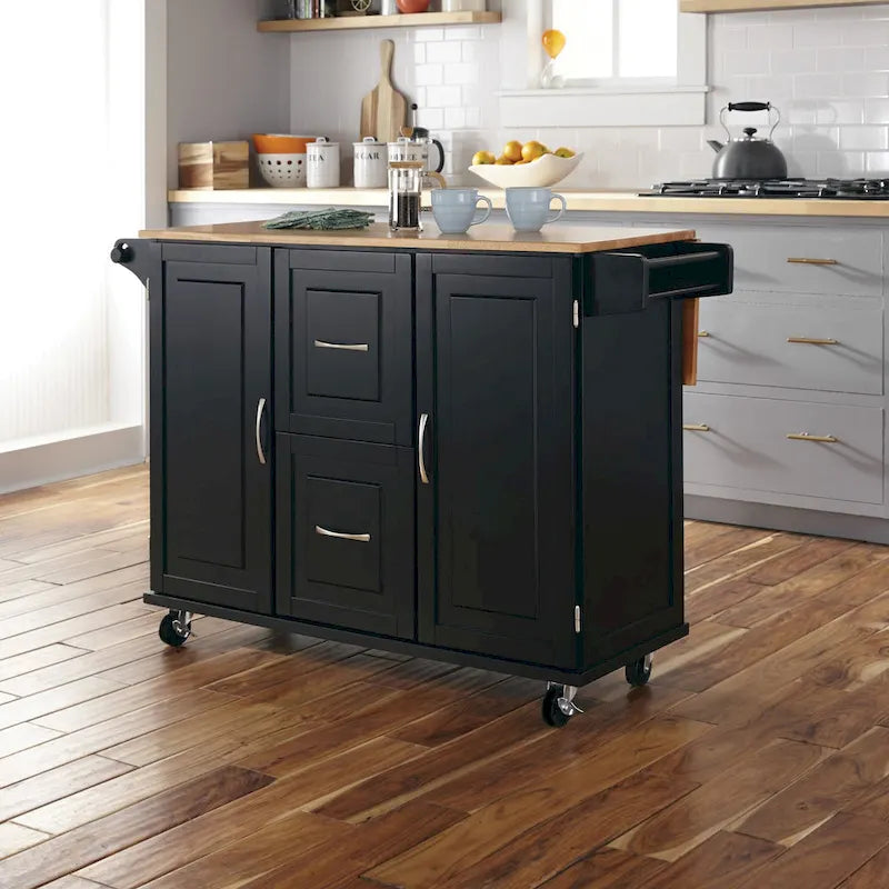 Homestyles Dolly Madison Black Wood Kitchen Cart - N/A