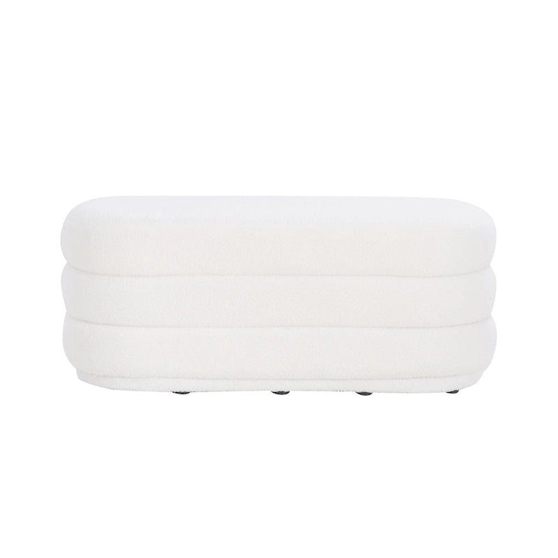 Halley White Oblong Sherpa Ottoman