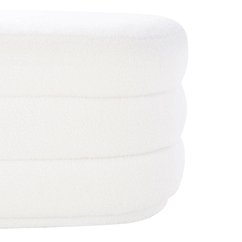 Halley White Oblong Sherpa Ottoman