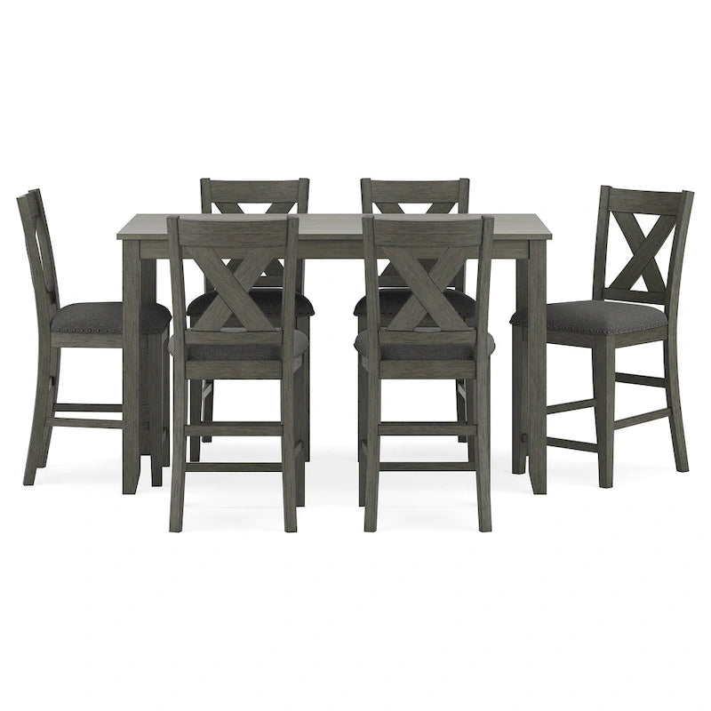 Signature Design by Ashley Caitbrook Gray Counter Height Dining Table and Bar Stools (Set of 7)