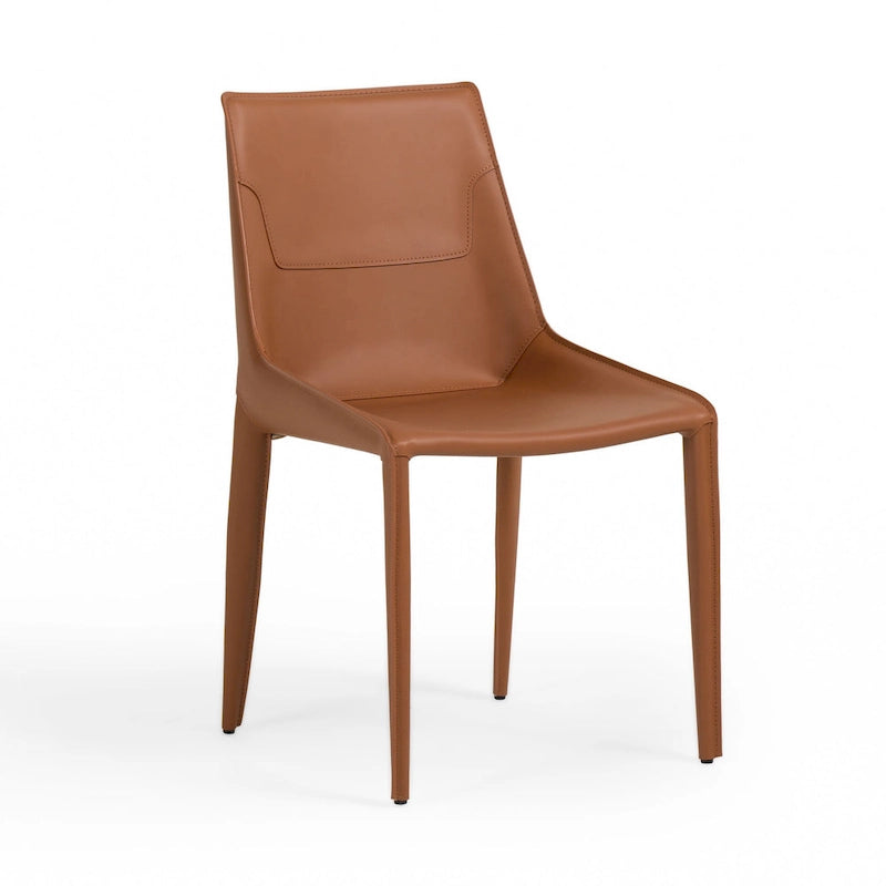 Modrest Halo Modern Cognac Saddle Leather Dining Chair (Set of 2)
