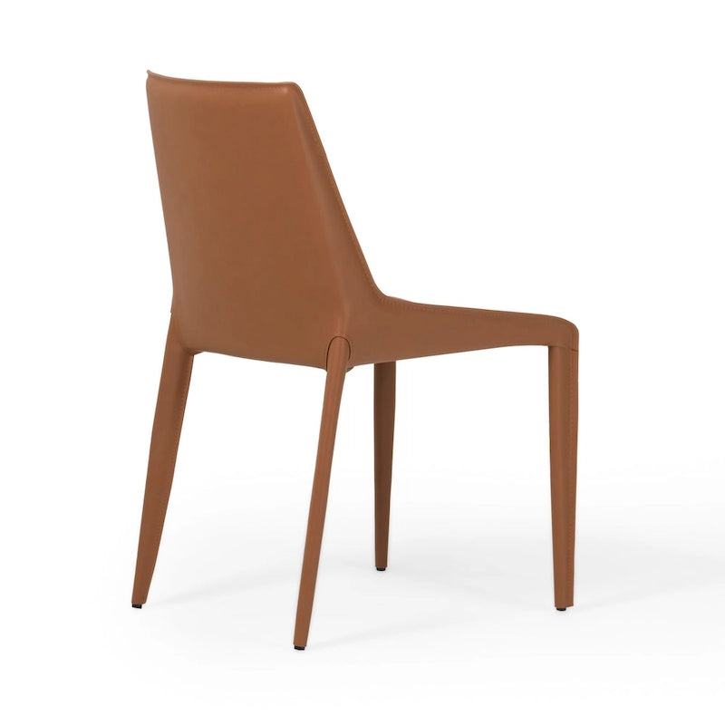 Modrest Halo Modern Cognac Saddle Leather Dining Chair (Set of 2)