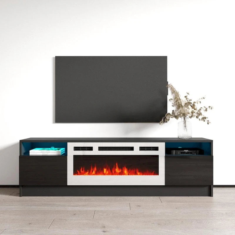 Duke 01 WH-EF Electric Fireplace 63 TV Stand