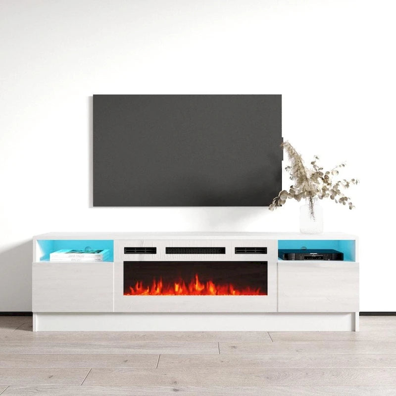 Duke 01 WH-EF Electric Fireplace 63 TV Stand