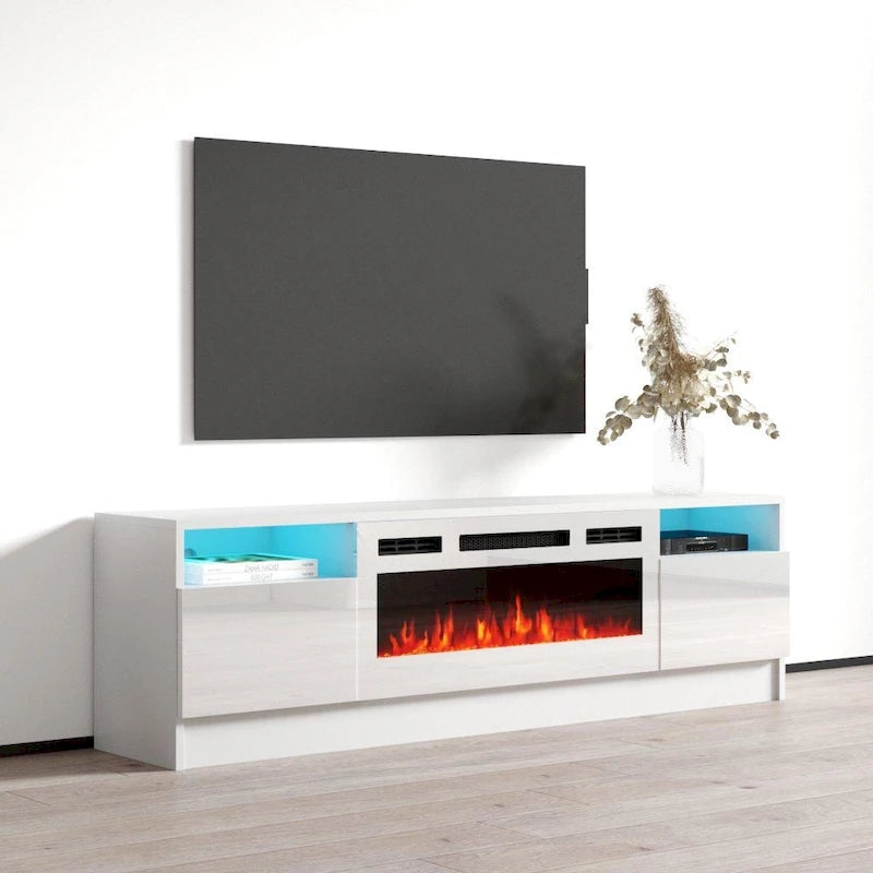 Duke 01 WH-EF Electric Fireplace 63 TV Stand