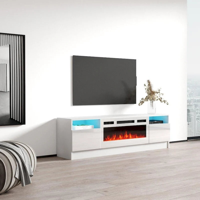 Duke 01 WH-EF Electric Fireplace 63 TV Stand