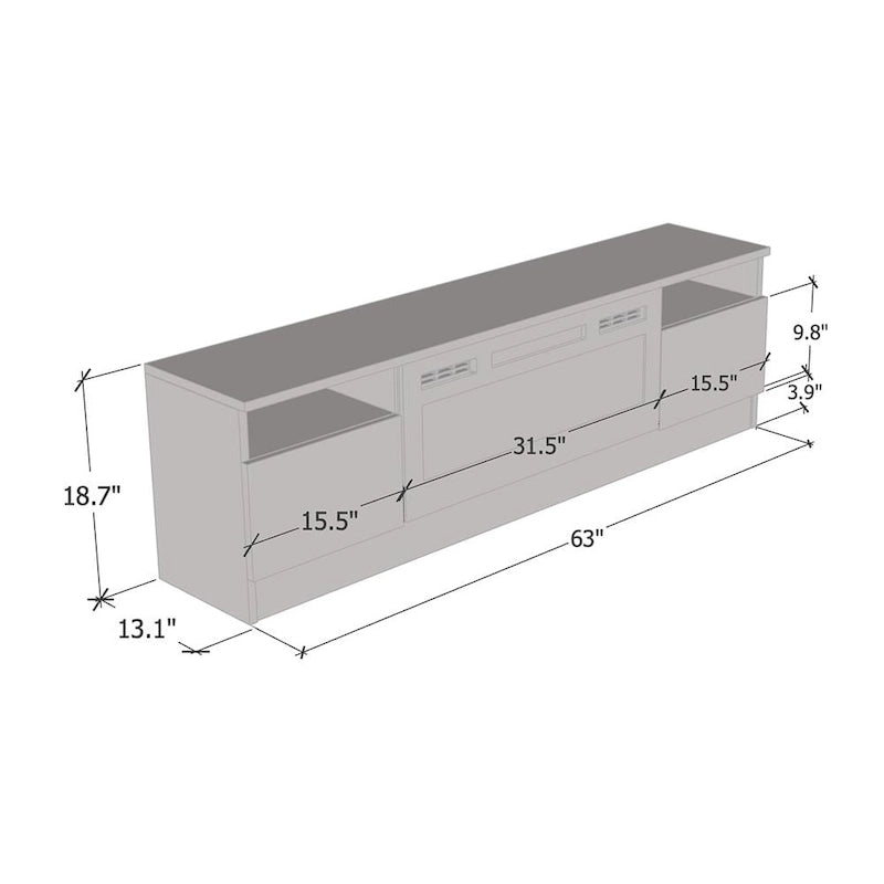 Duke 01 WH-EF Electric Fireplace 63 TV Stand
