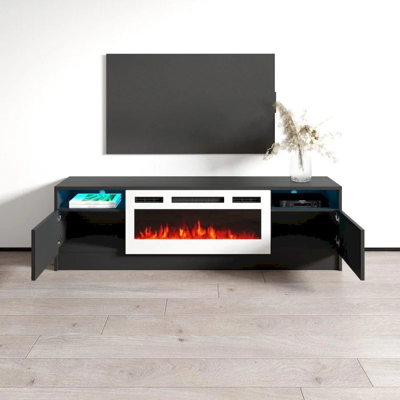 Duke 01 WH-EF Electric Fireplace 63 TV Stand