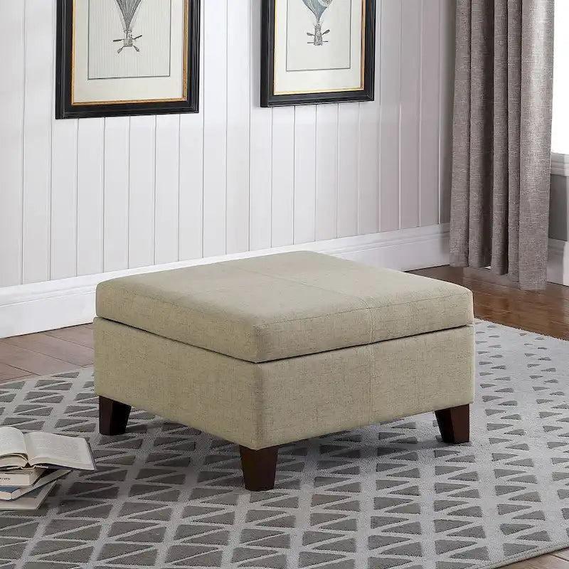 HomePop Luxury 28 Inches Square Storage Ottoman