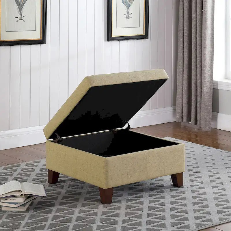 HomePop Luxury 28 Inches Square Storage Ottoman