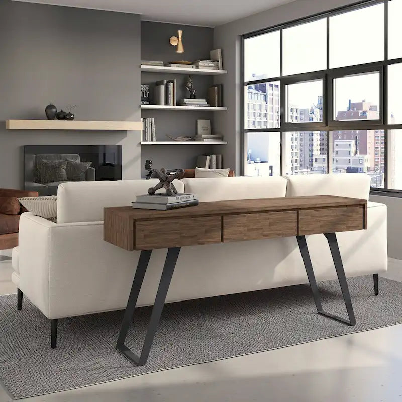 WYNDENHALL Mitchell 60 inch Wide Modern Industrial Console Sofa Table - 60 W x 16 D x 30 H