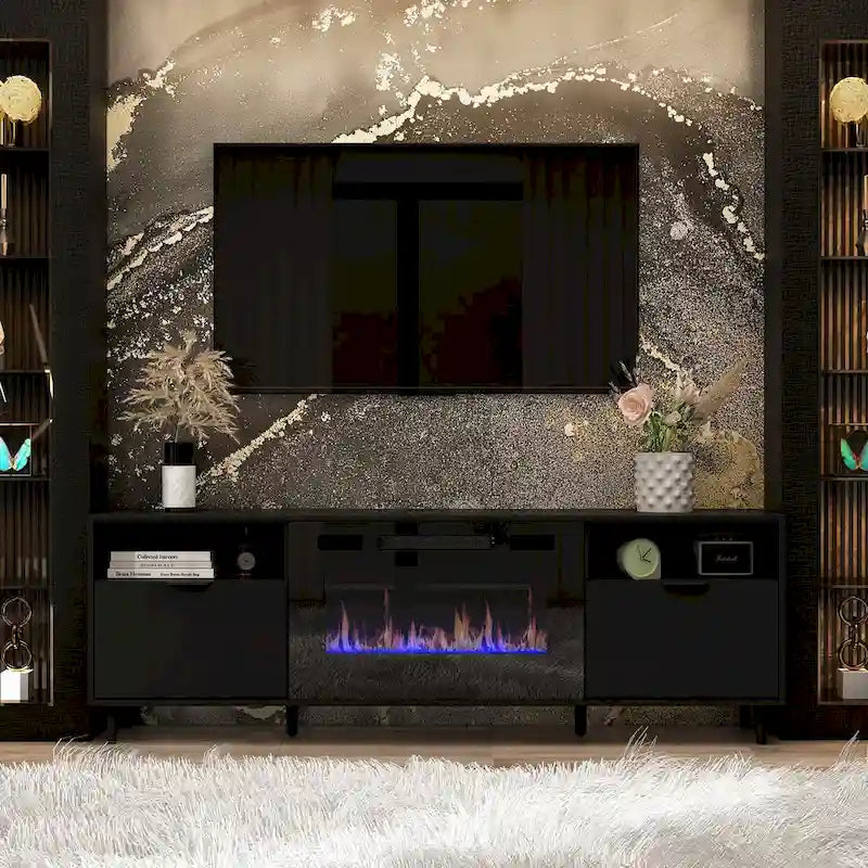 Ambient Electric Fireplace and Durable TV Stand Energy Efficient