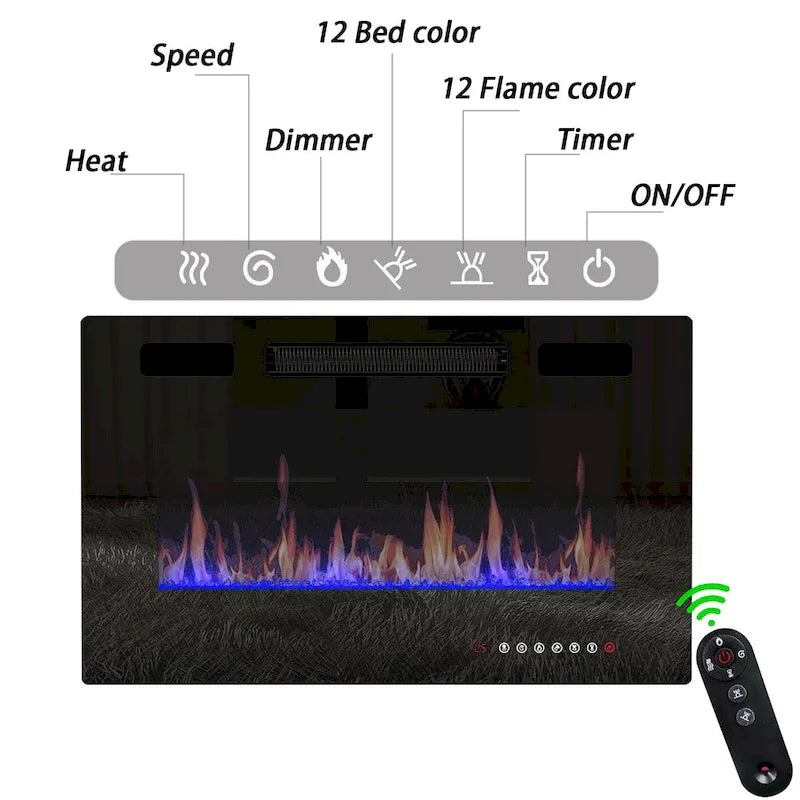 Ambient Electric Fireplace and Durable TV Stand Energy Efficient