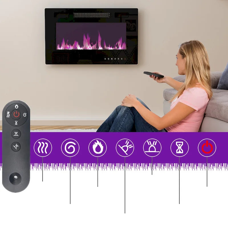 Ambient Electric Fireplace and Durable TV Stand Energy Efficient