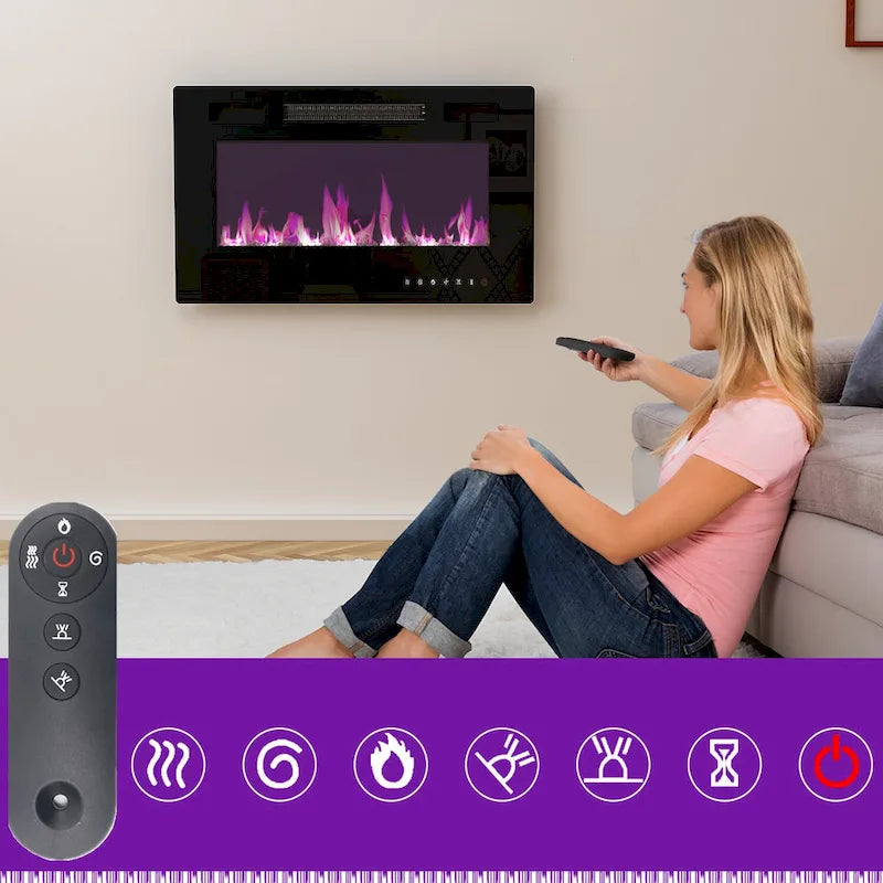 Ambient Electric Fireplace and Durable TV Stand Energy Efficient