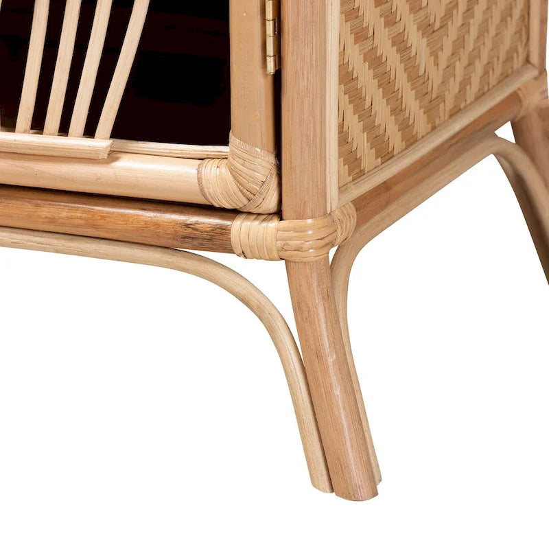 Danna Modern Bohemian Natural Brown Rattan Nightstand