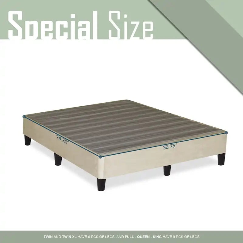 Onetan, 13 Platform Bed for Mattress with Leg, Beige