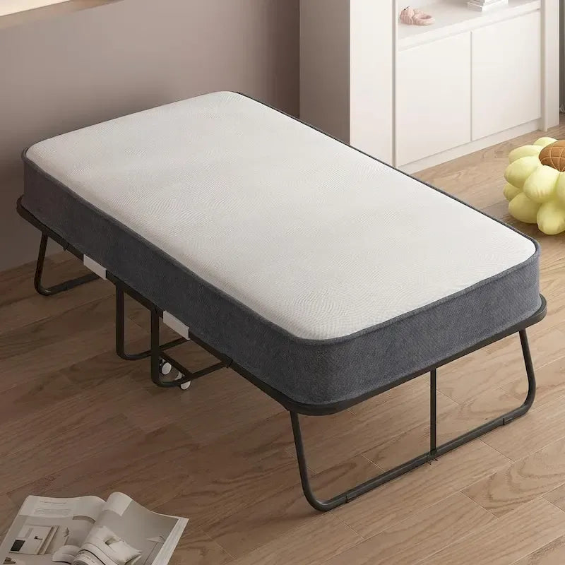 Mixoy Space Saving Foldable Bed with Mattress,Portable Bed with Lockable Wheels