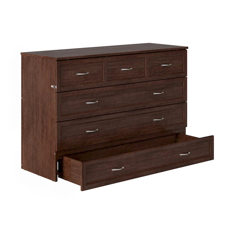 Northfield Queen Murphy Bed Chest with Mattress in Burnt Amber