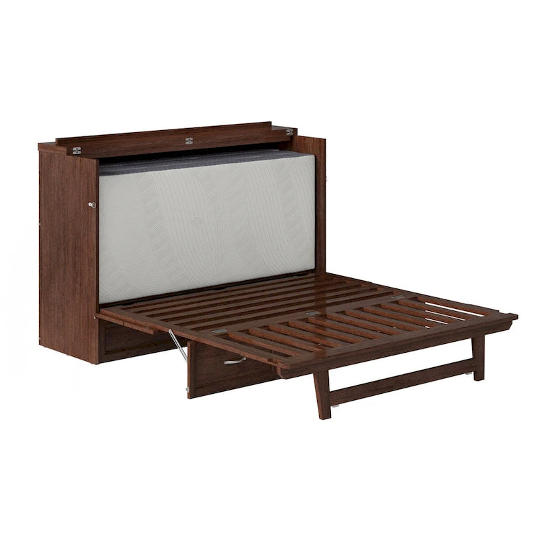 Northfield Queen Murphy Bed Chest with Mattress in Burnt Amber