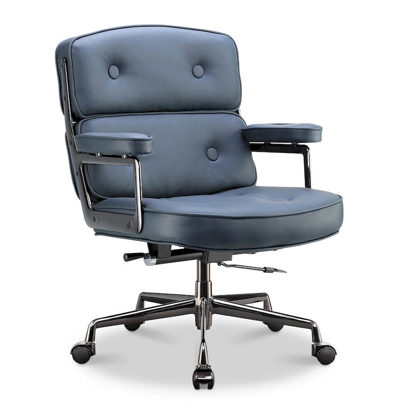 Lobby Lumbar Support Height Adjustable Leather Ergonomic Office Chair