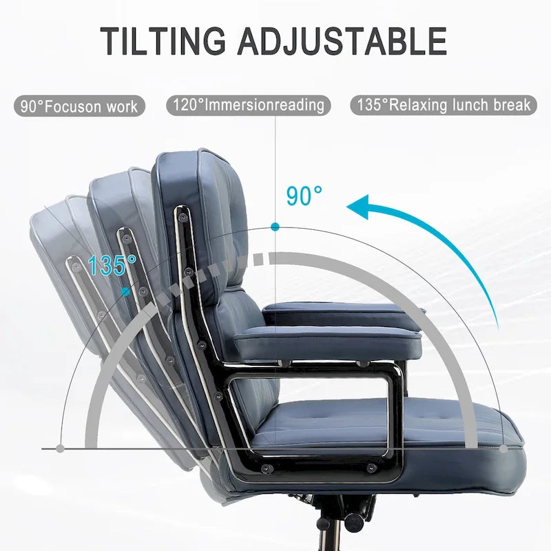 Lobby Lumbar Support Height Adjustable Leather Ergonomic Office Chair