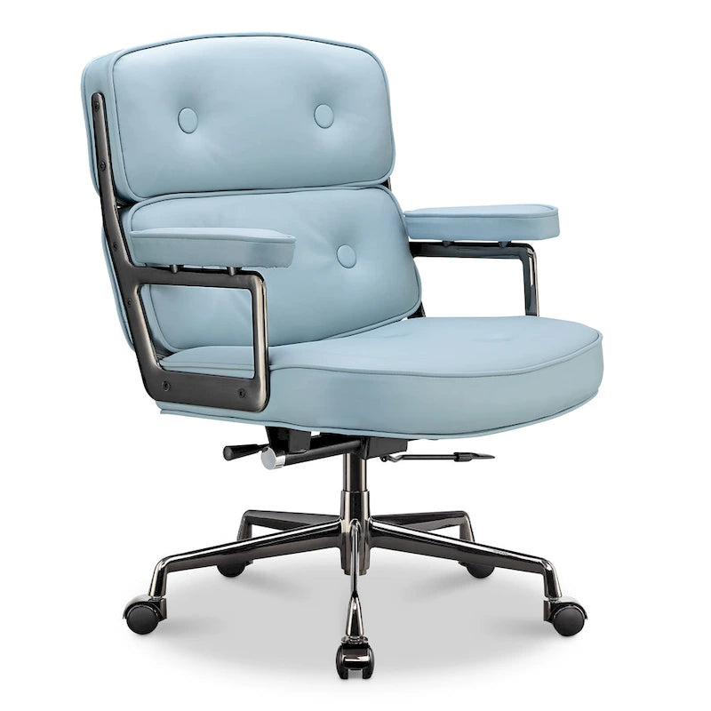 Lobby Lumbar Support Height Adjustable Leather Ergonomic Office Chair