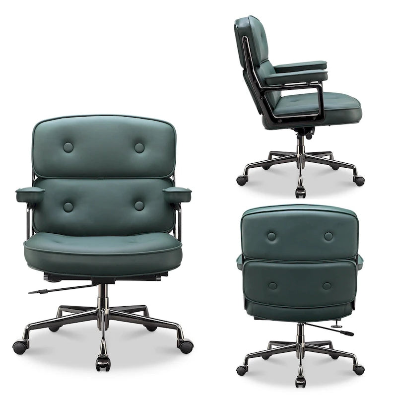 Lobby Lumbar Support Height Adjustable Leather Ergonomic Office Chair