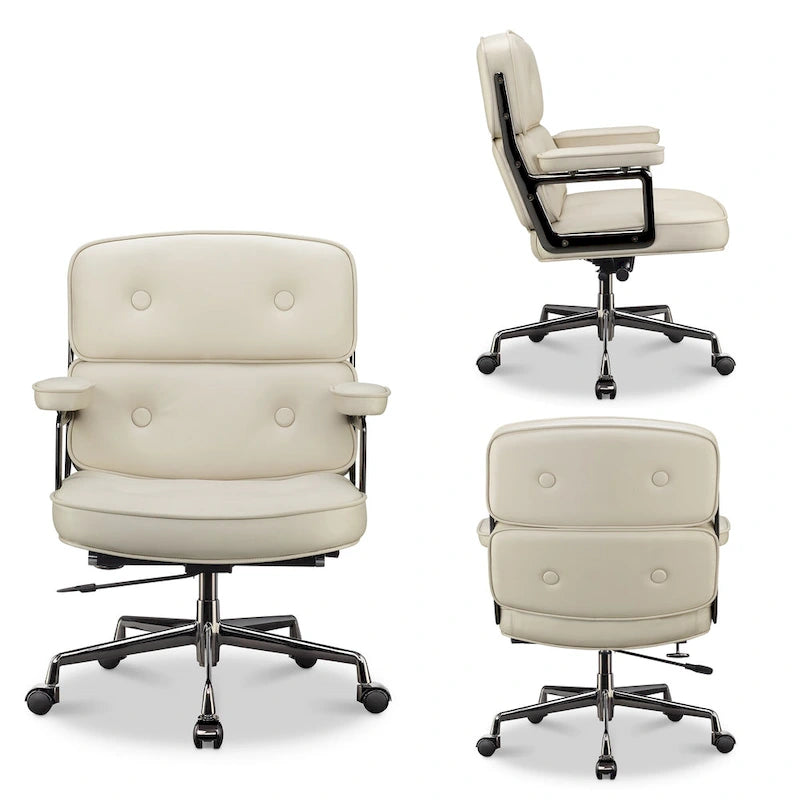 Lobby Lumbar Support Height Adjustable Leather Ergonomic Office Chair