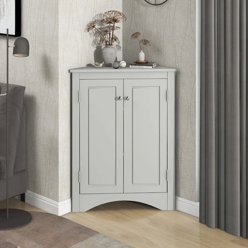 17.2 in. W x 17.2 in. D Triangle Bathroom Storage Cabinet with Adjustable Shelves