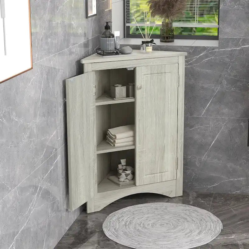17.2 in. W x 17.2 in. D Triangle Bathroom Storage Cabinet with Adjustable Shelves