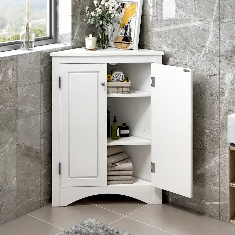 17.2 in. W x 17.2 in. D Triangle Bathroom Storage Cabinet with Adjustable Shelves
