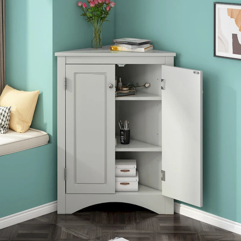 17.2 in. W x 17.2 in. D Triangle Bathroom Storage Cabinet with Adjustable Shelves