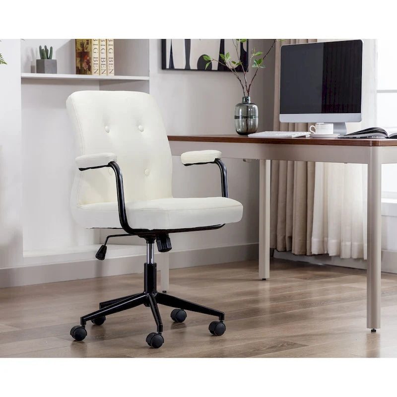 Porthos Home Ames Faux Leather Office Chair with Steel Roller Base, Central Tilt System