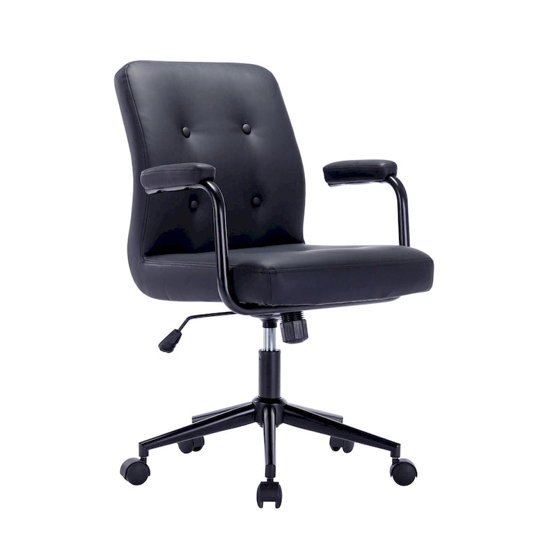 Porthos Home Ames Faux Leather Office Chair with Steel Roller Base, Central Tilt System