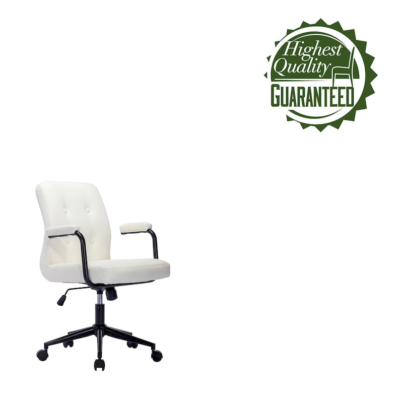 Porthos Home Ames Faux Leather Office Chair with Steel Roller Base, Central Tilt System
