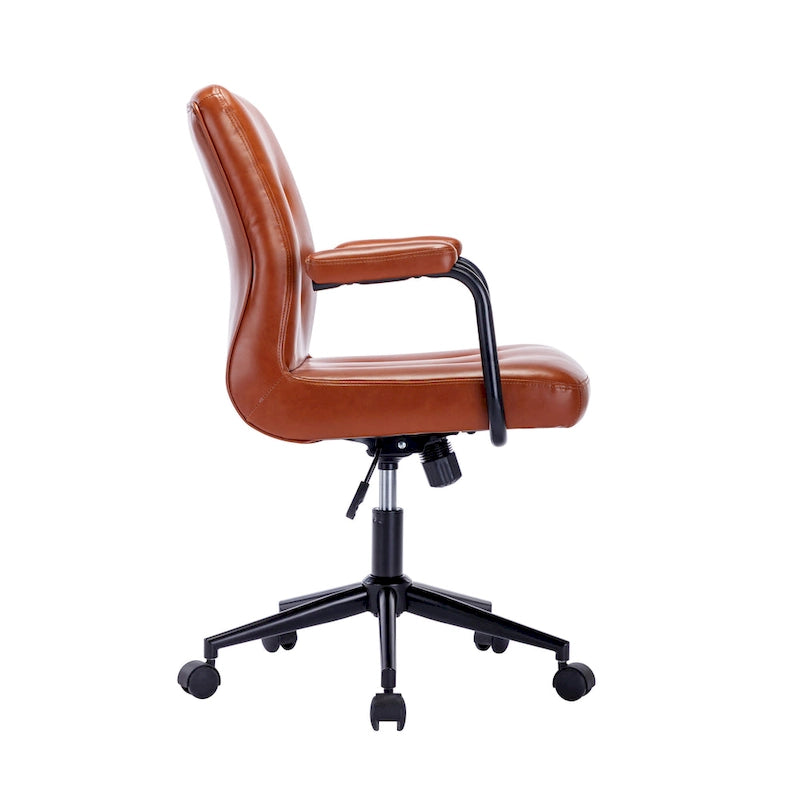 Porthos Home Ames Faux Leather Office Chair with Steel Roller Base, Central Tilt System