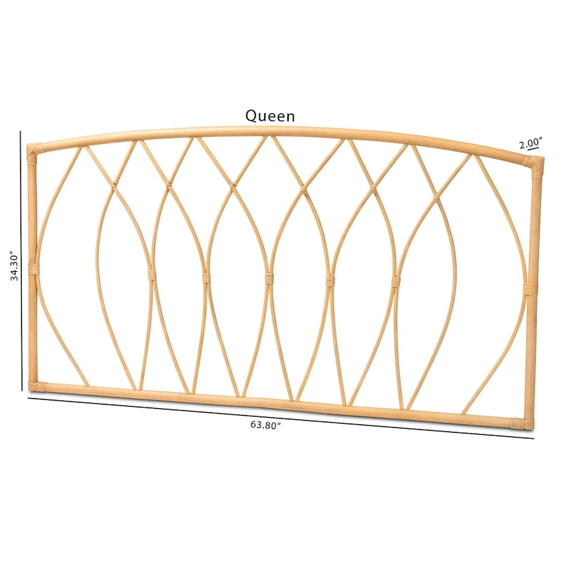 Halia Modern Bohemian Natural Rattan Wall-mountable Headboard-Queen
