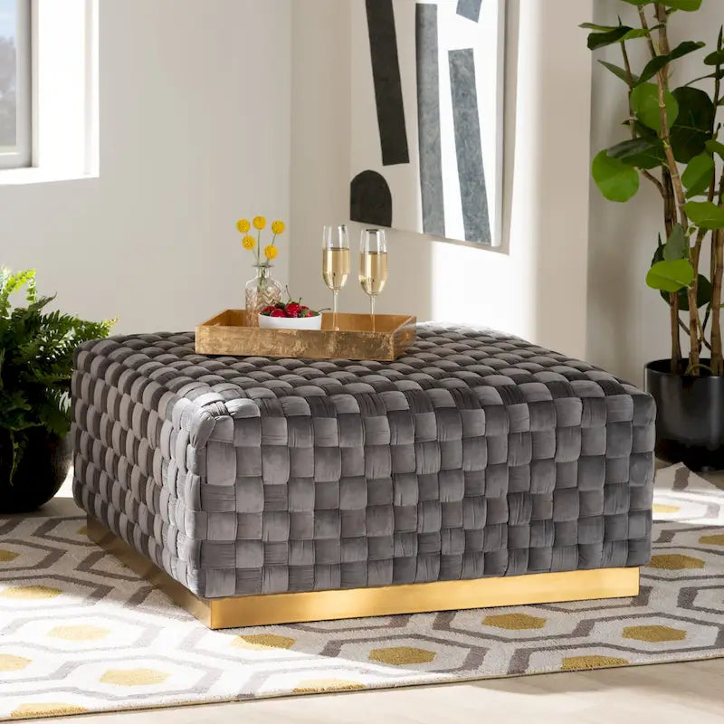 Noah Luxe and Glam Square Cocktail Ottoman