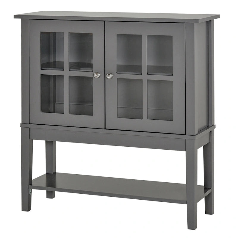 HOMCOM Modern Kitchen Credenza & Sideboard Buffet Cabinet with 2 Swinging Glass Doors & Ample Storage Space