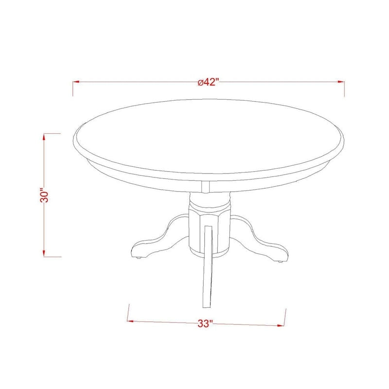 East West Furniture Kitchen Table Set- a Round Dining Table and Blue Linen Fabric Parson Chairs, Black(Pieces Options)