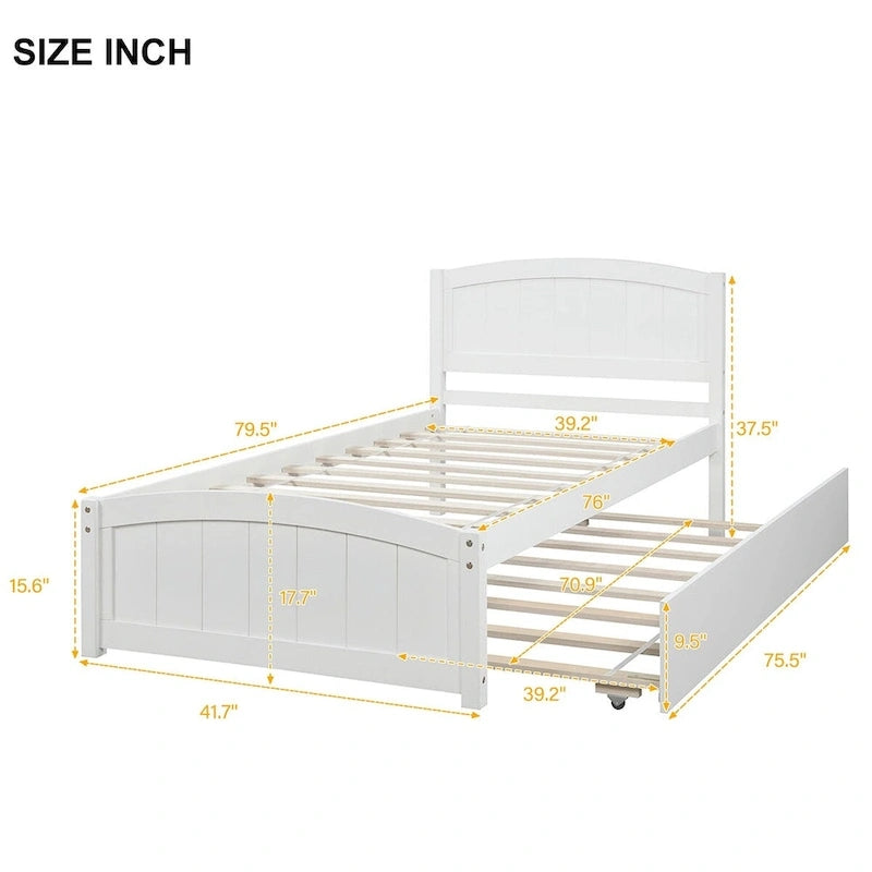 Merax Twin Size Platform Bed with Trundle